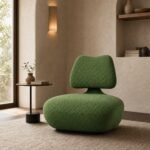 Fotoliu lounge Noma cu spătar flotant – ambient de lectură contemporan generat