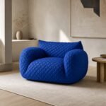 Fotoliu lounge Cocon cu tapițerie matlasată – ambient lounge contemporan generat