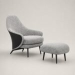 Fotoliu lounge Contour cu taburet asortat – imagine principală generată