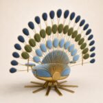 Fotoliu de accent Pavo cu spătar radial – vedere posterioară generată