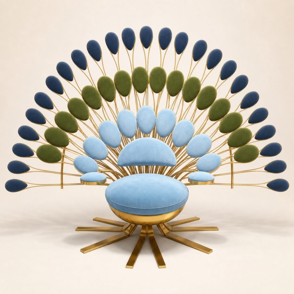 Fotoliu de accent Pavo cu spătar radial – imagine principală generată