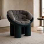 Fotoliu lounge Orbita cu pernă tip cuib – ambient contemporan de lounge generat