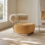 Fotoliu de accent Duo cu spătar cilindric – ambient contemporan luminos generat