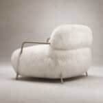 Fotoliu lounge Neve cu blană artificială – vedere posterioară generată