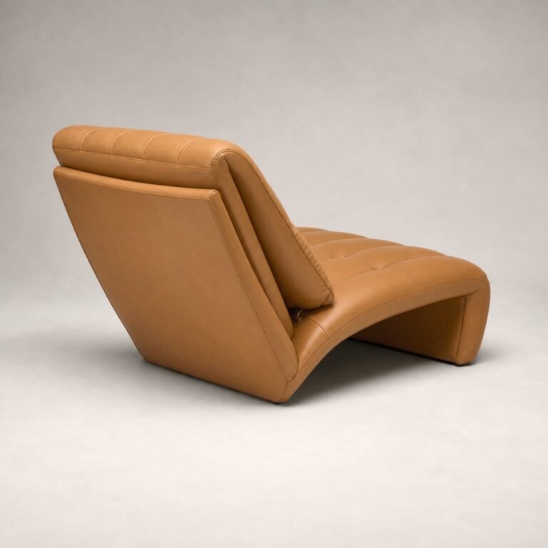 Fotoliu lounge Sella din piele cognac – vedere posterioară generată