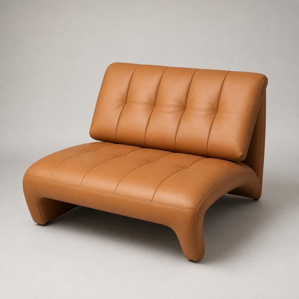Fotoliu lounge Sella din piele cognac – imagine principală generată