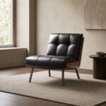 Fotoliu lounge Noce cu carcasă din nuc – ambient contemporan generat