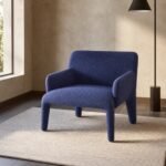 Fotoliu lounge Indigo cu picioare tapițate – ambient contemporan generat