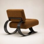 Fotoliu balansoar Arc cu bază sculpturală – vedere posterioară generată