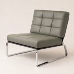 Fotoliu lounge Grid din piele cu bază tip sanie – imagine principală generată