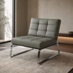 Fotoliu lounge Grid din piele cu bază tip sanie – ambient contemporan generat