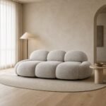 Canapea lounge Nube cu volume sculpturale – ambient contemporan generat