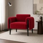 Fotoliu de accent Rubra cu capitonare geometrică – ambient contemporan generat