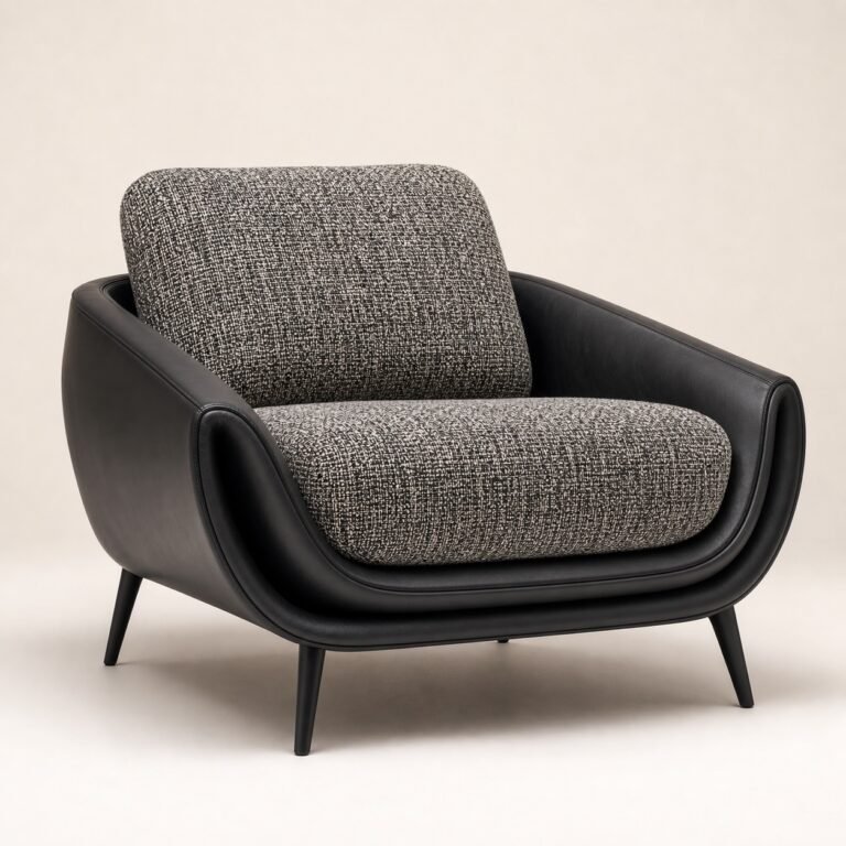 Fotoliu lounge Loop cu carcasă din piele – imagine principală generată