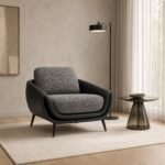 Fotoliu lounge Loop cu carcasă din piele – ambient contemporan generat