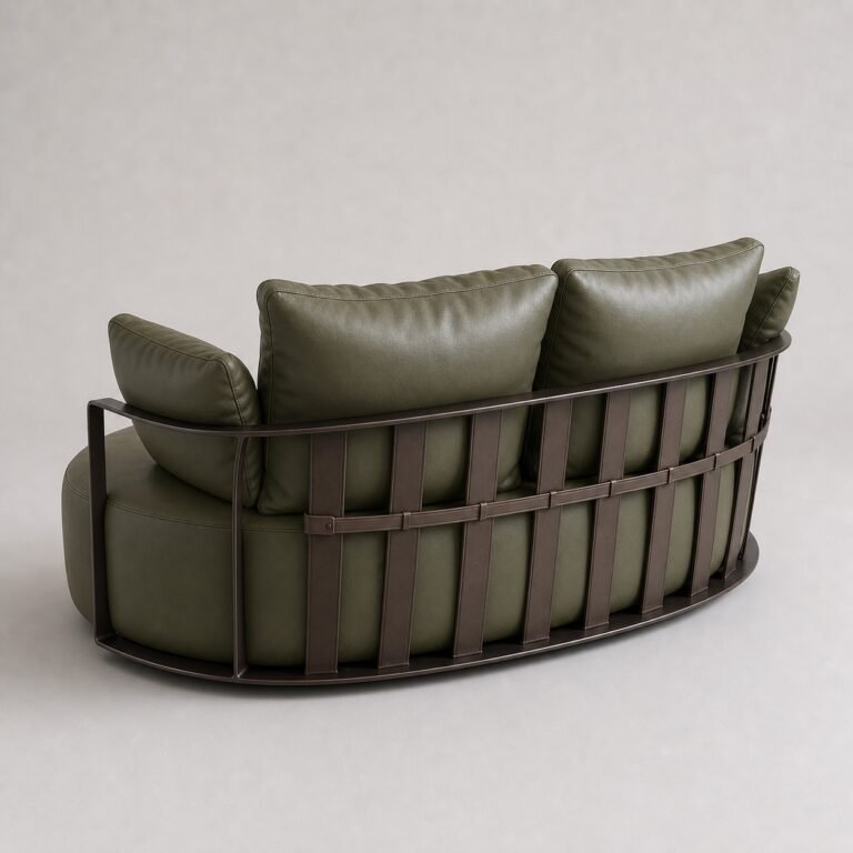 Canapea lounge Atelier din piele cu cadru exterior – vedere posterioară generată