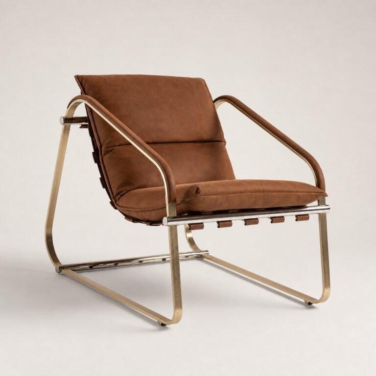 Fotoliu lounge Cantilever din piele cognac – imagine principală generată