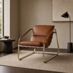 Fotoliu lounge Cantilever din piele cognac – ambient contemporan generat