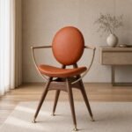 Fotoliu de accent Halo din piele și nuc – ambient contemporan generat