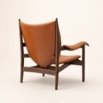 Fotoliu lounge Chief din piele cognac – vedere posterioară generată