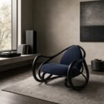 Balansoar sculptural Loop din lemn curbat – ambient pentru audiție generat