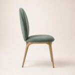Scaun de dining tapițat Astrid cu broderie decorativă, vedere laterală generată