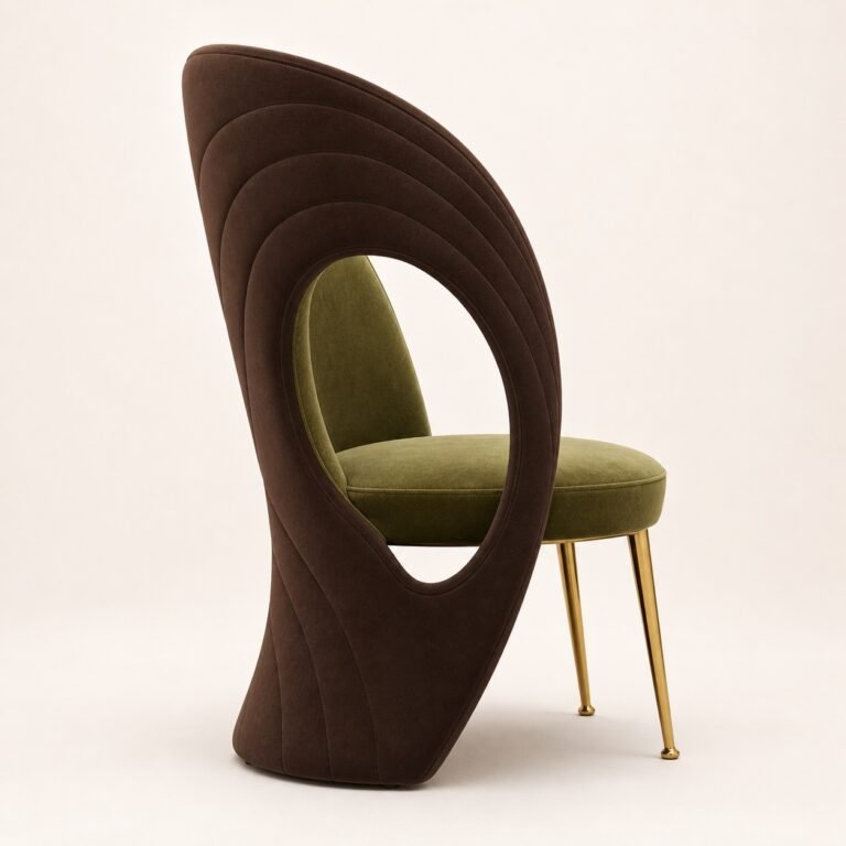 Scaun sculptural Elve Luxury, vedere posterioară