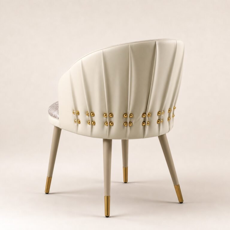 Scaun de dining Inanda, detaliu posterior cu pliuri decorative