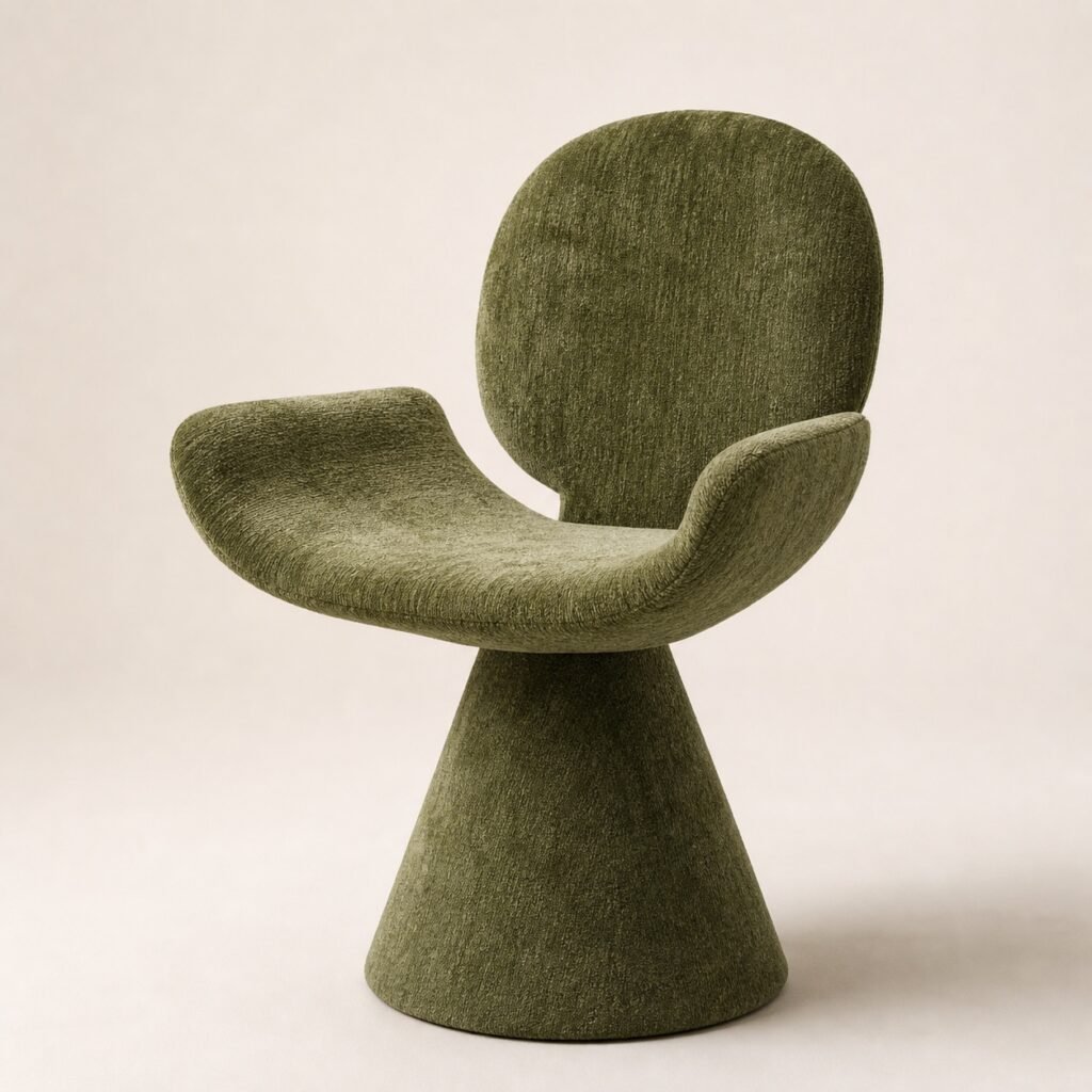 Fotoliu de dining sculptural Youpi verde măsliniu, imagine principală generată