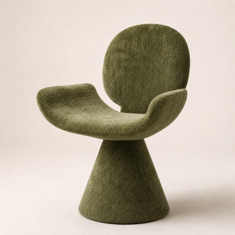 Fotoliu de dining sculptural Youpi verde măsliniu, imagine principală generată