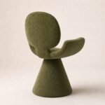 Fotoliu de dining sculptural Youpi verde măsliniu, vedere generată din spate