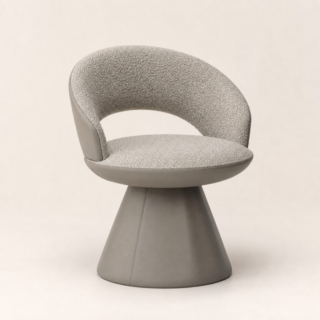Fotoliu de dining sculptural Lena greige și taupe, imagine principală generată