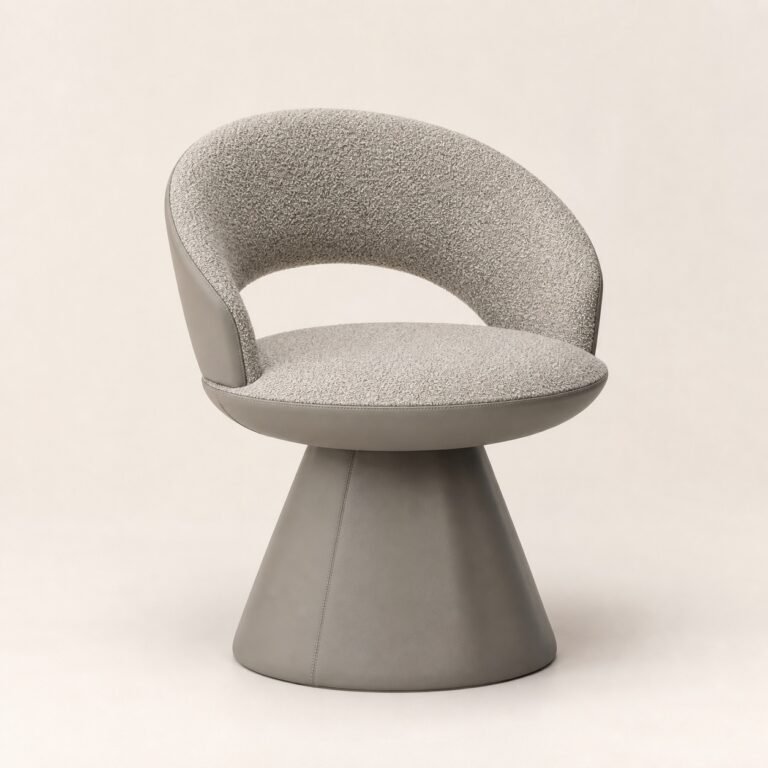 Fotoliu de dining sculptural Lena greige și taupe, imagine principală generată