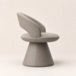 Fotoliu de dining sculptural Lena greige și taupe, vedere laterală generată