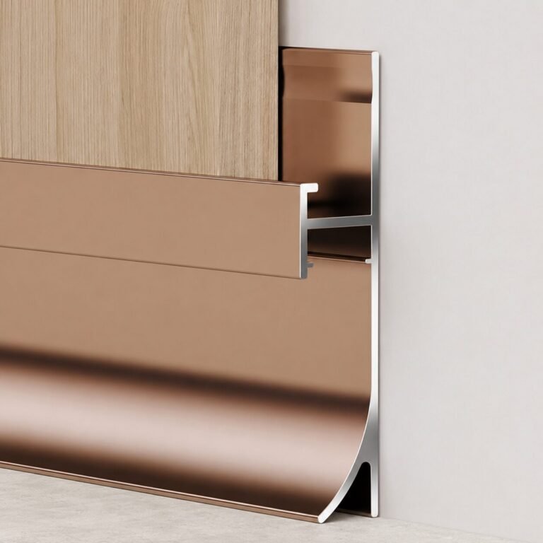 Profil aluminiu plintă aur roz cu LED - produs Dexin Construct