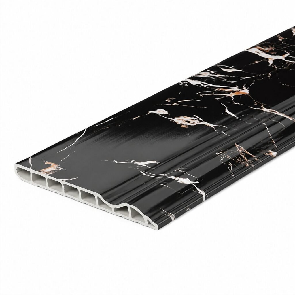 Plintă PVC cu accesorii floare de aur negru - produs Dexin Construct