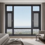 Detaliu de profil și cercevea pentru fereastră din aluminiu