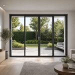 Ușă culisantă din aluminiu văzută din interior