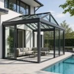 Ansamblu vitrat de terasă cu structură din aluminiu