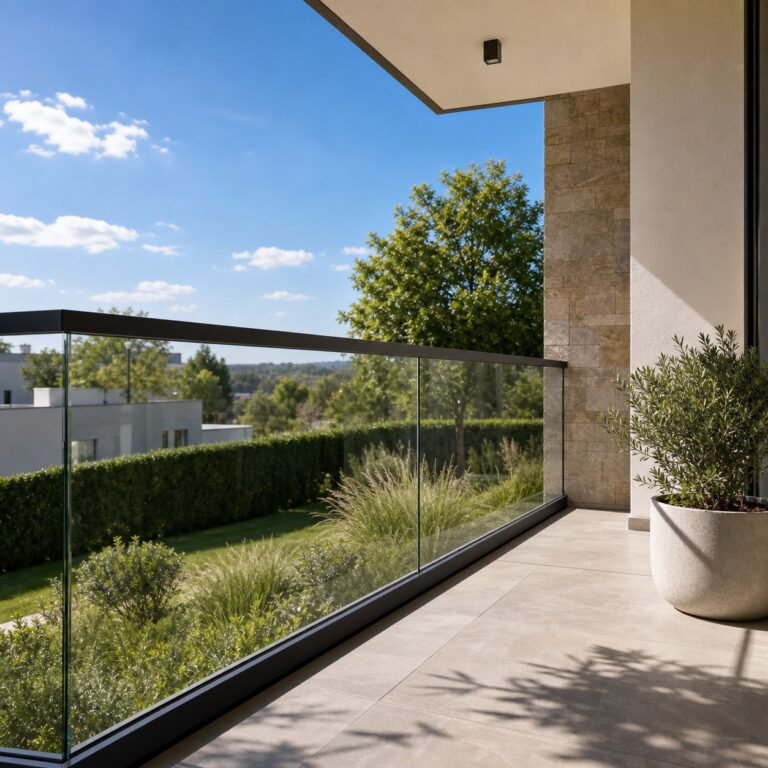 Balustradă din aluminiu cu panouri de sticlă